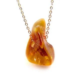 Genuine Natural Baltic Amber Necklace #17 - 16 Kt Gold plated chain necklace Handmade Jewelry - Great gift