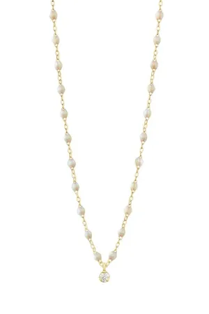 Gigi Supreme Classic Resin Yellow Gold 1 Diamond 16.5" Necklace - Opal