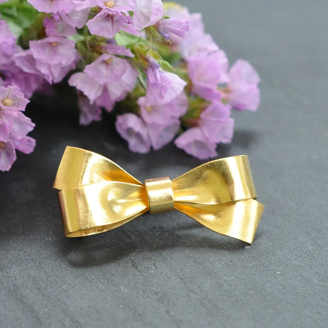 Gold Bow Brooch