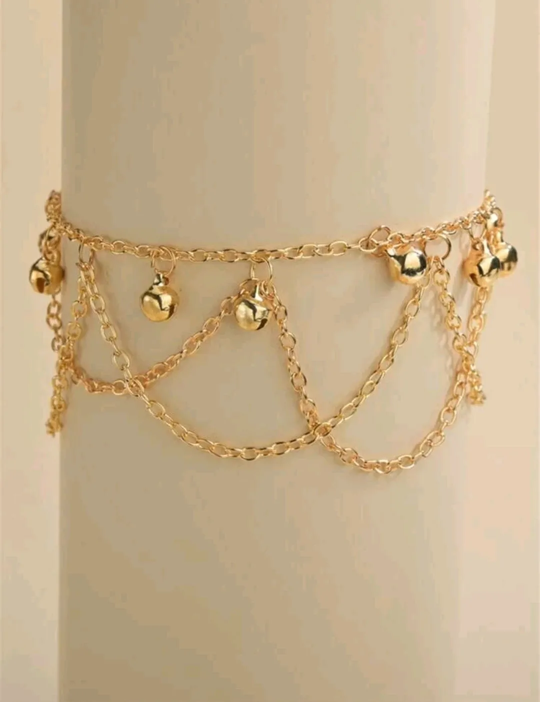 Gold Plated Bell Charm Anklet.