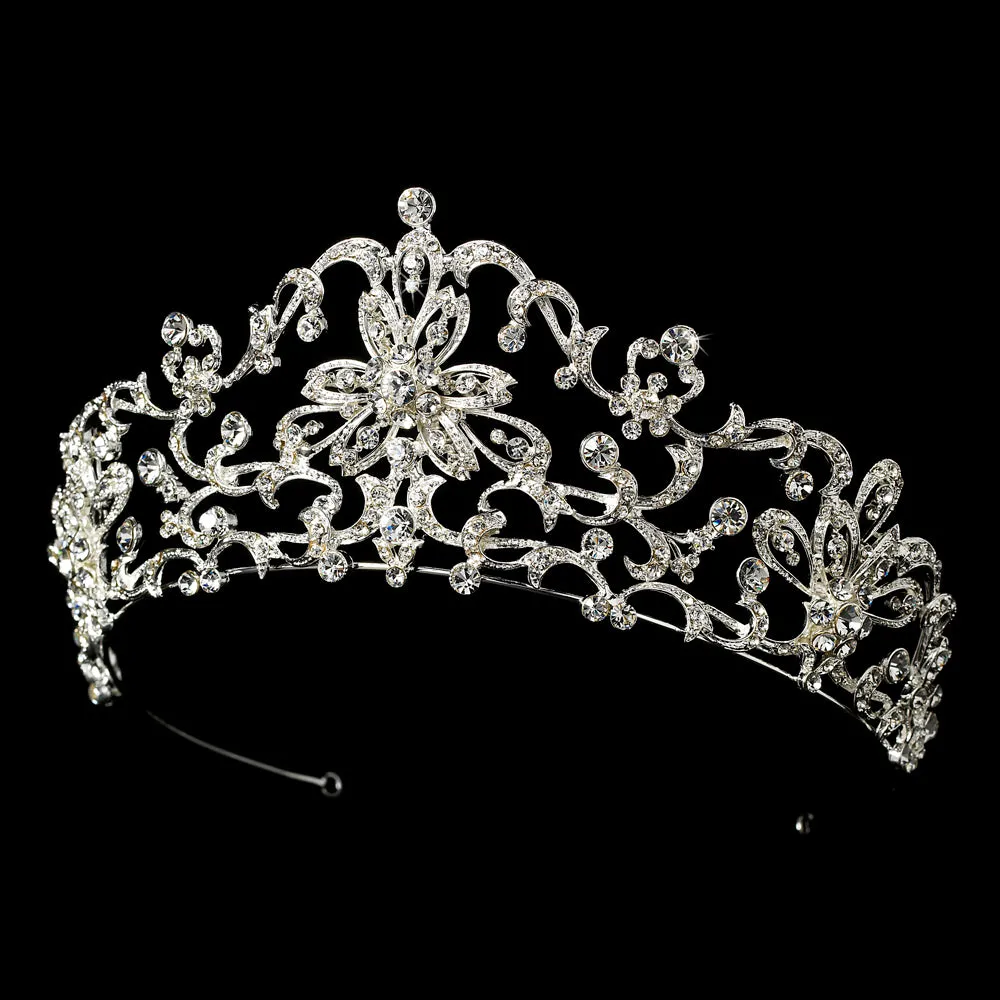 Gorgeous Royal Inspired Silver Crystal Bridal Tiara Crown