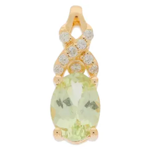 Green Peridot 14K Yellow Gold Pendant with Diamond Accent