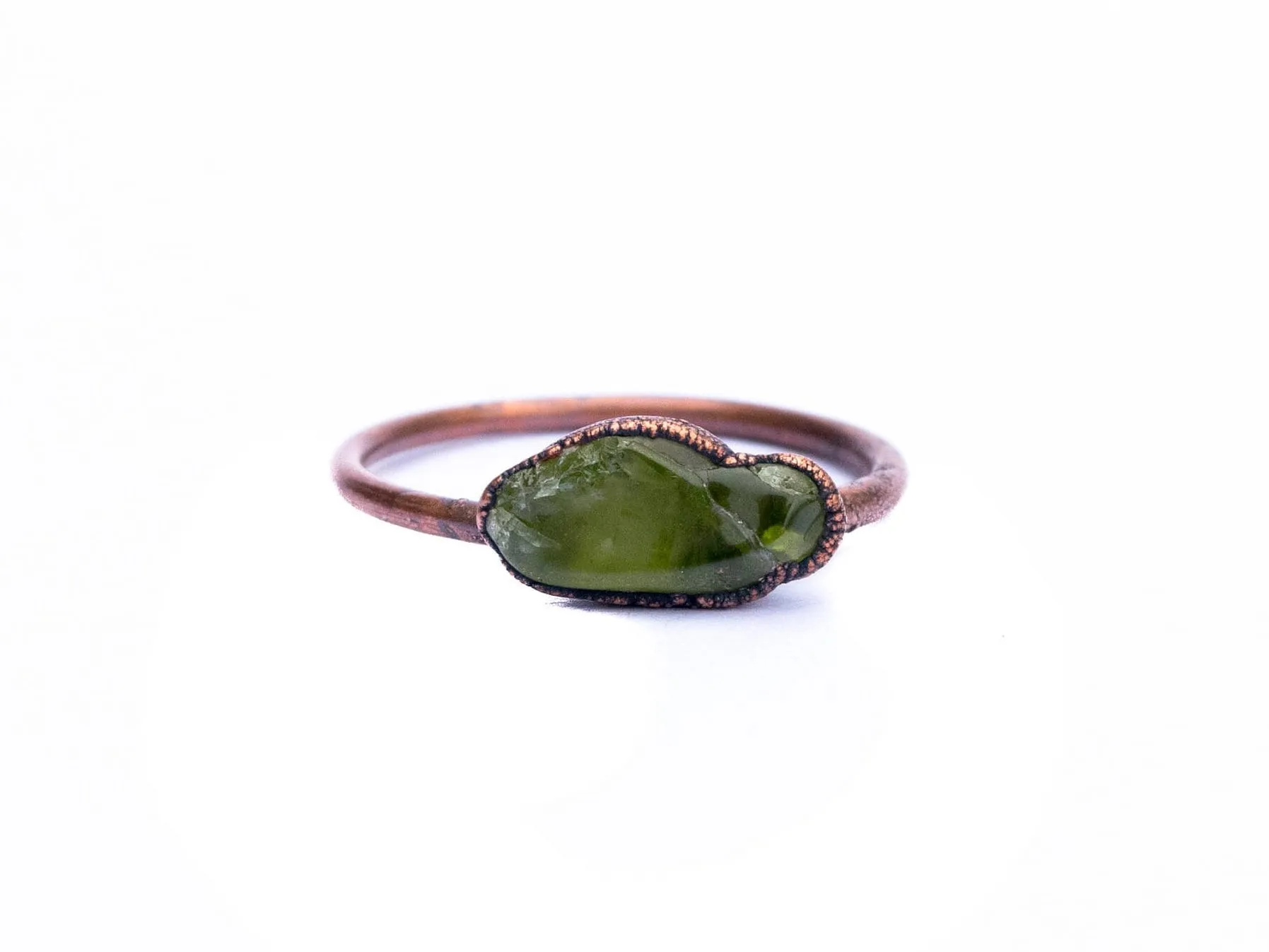 Green Peridot ring | Raw peridot ring