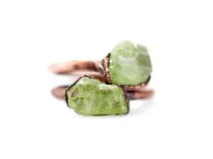 Green Peridot ring | Raw peridot ring