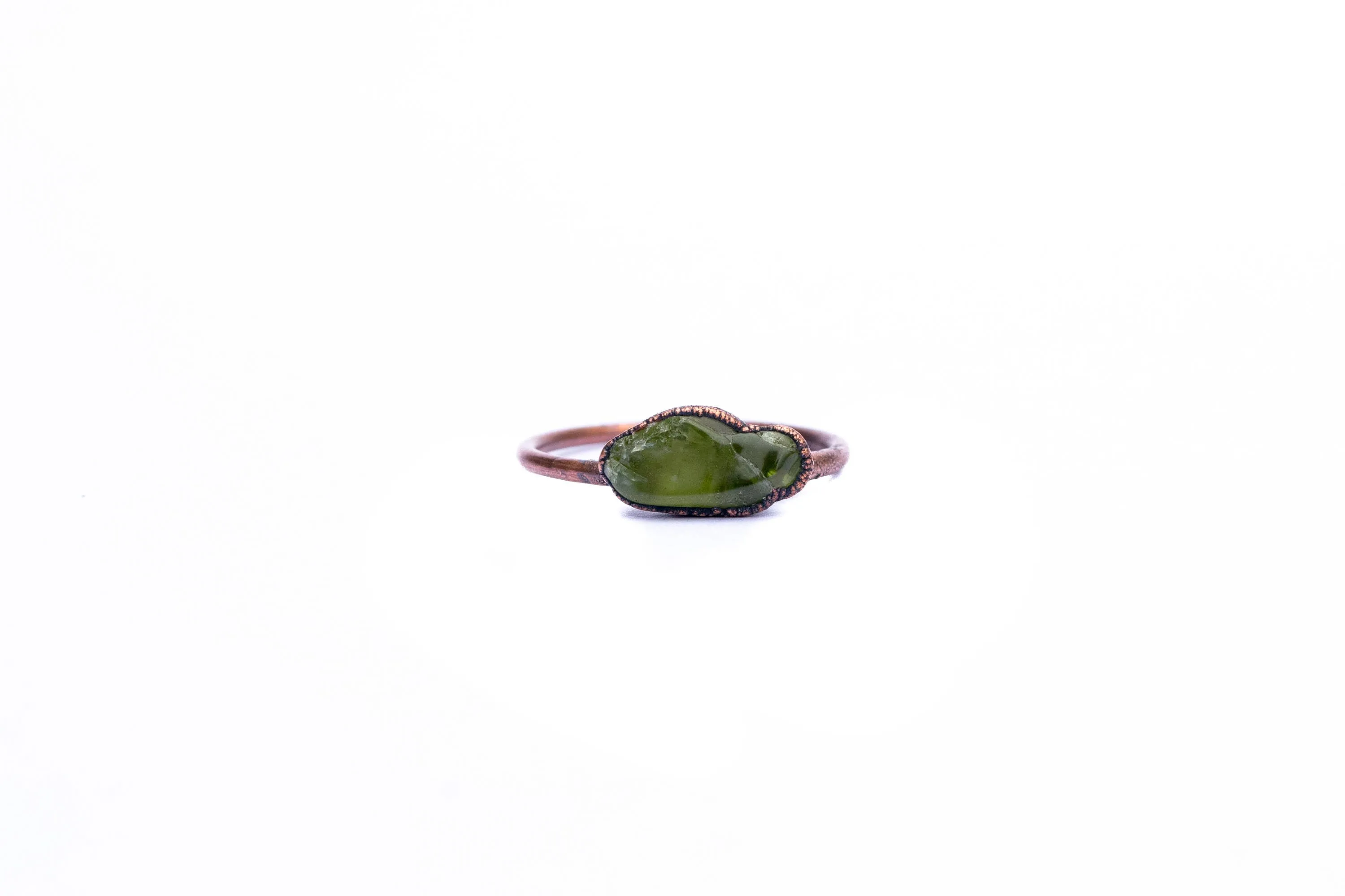 Green Peridot ring | Raw peridot ring