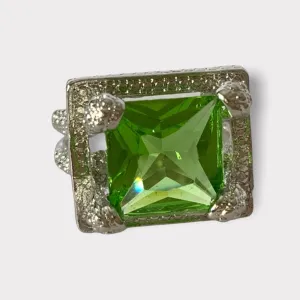 Green Peridot Silver Colored Ring NEW Size 9