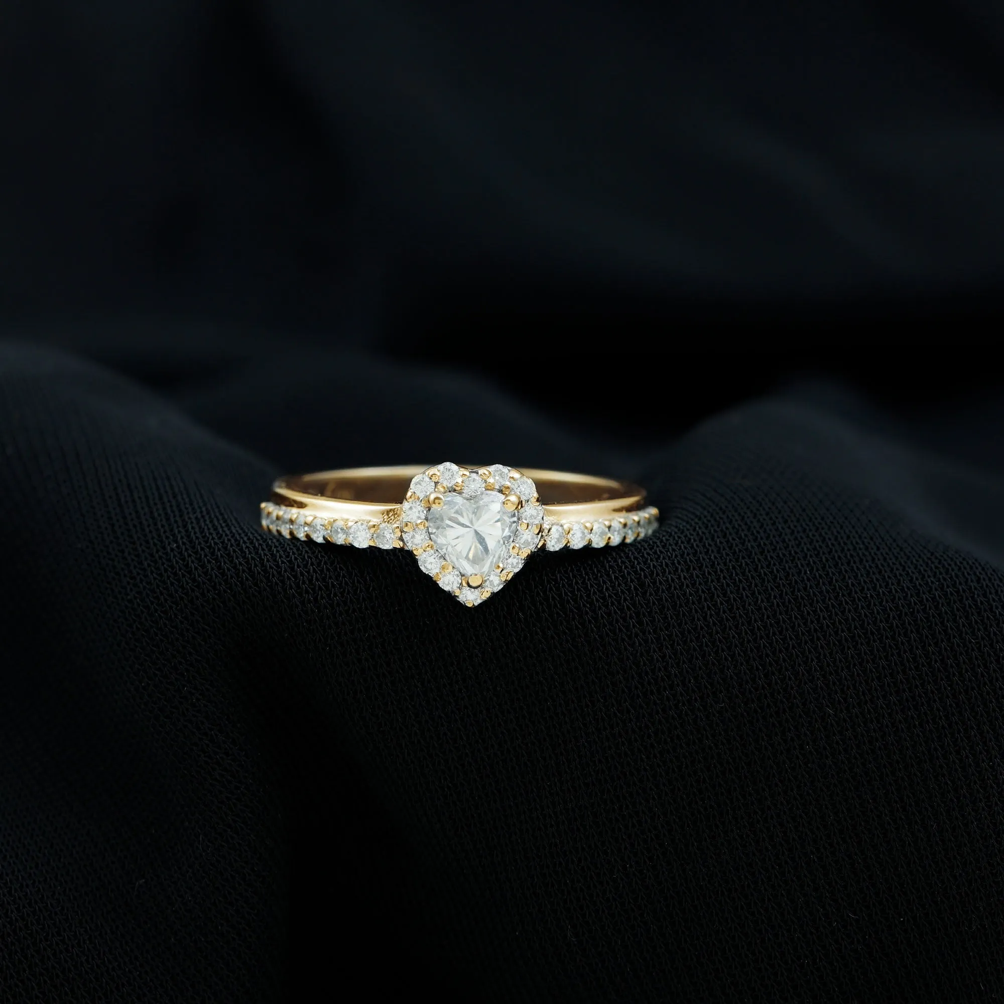 Heart Shape Lab Grown Diamond Engagement Ring with Halo