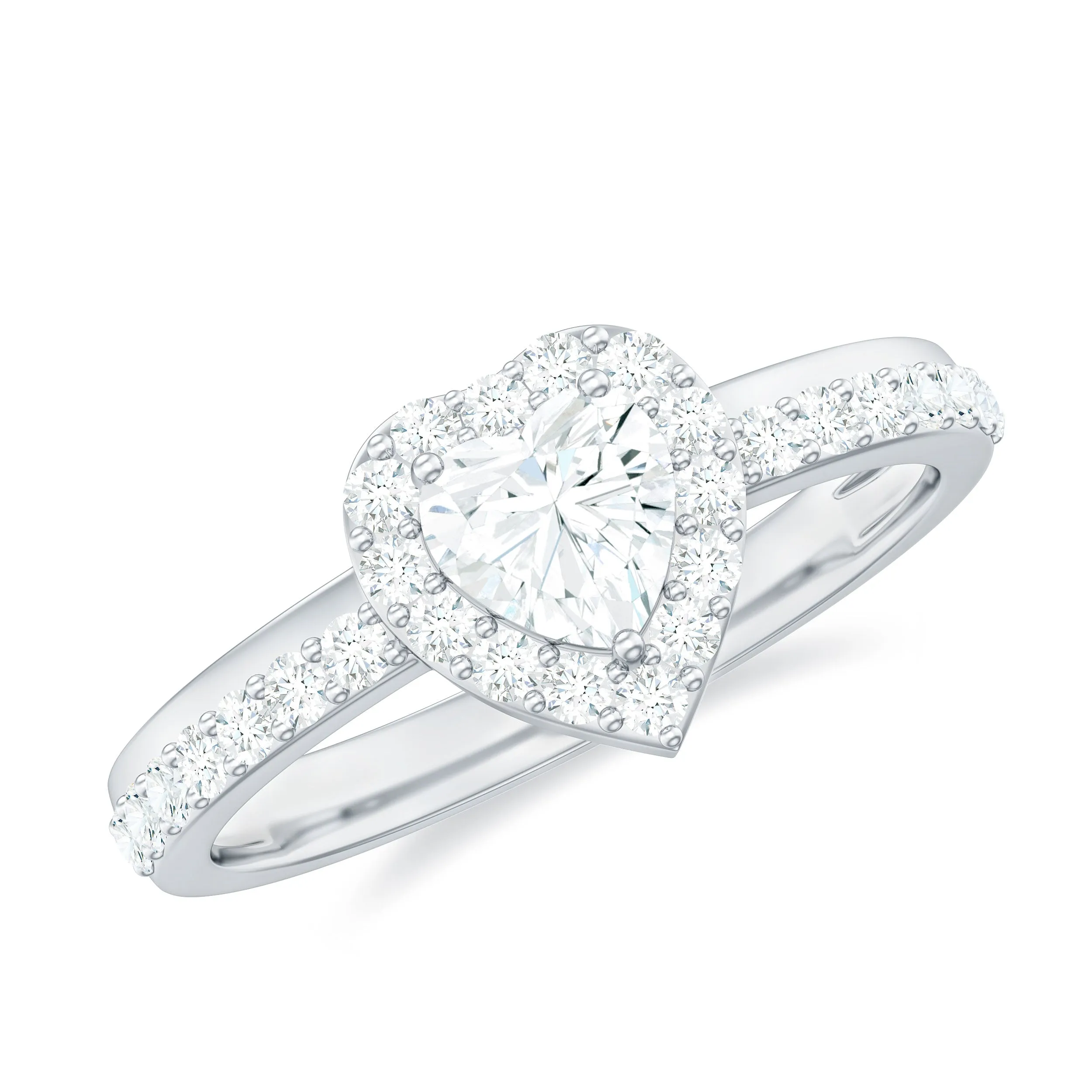 Heart Shape Lab Grown Diamond Engagement Ring with Halo