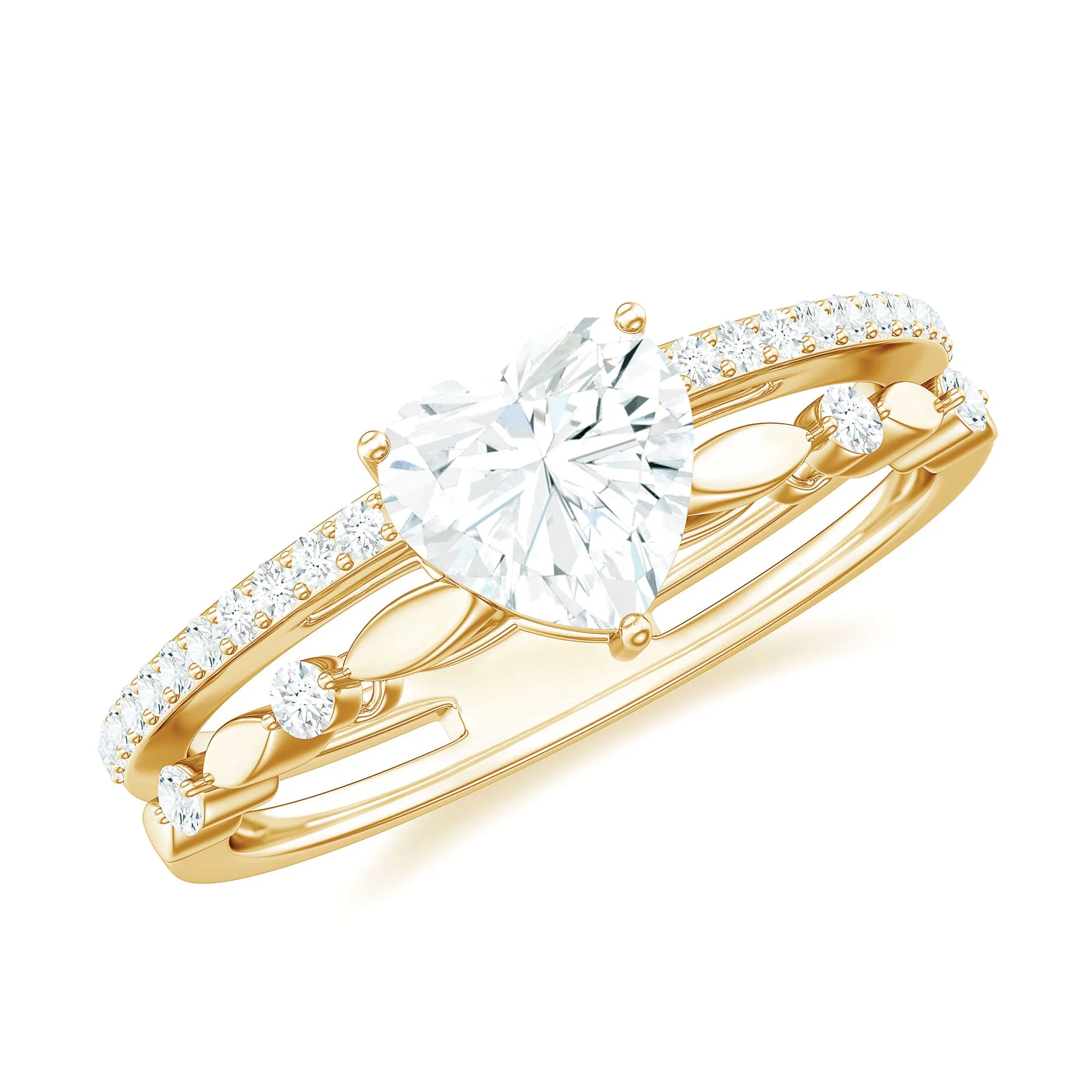 Heart Shape Moissanite Solitaire Engagement Ring in Gold