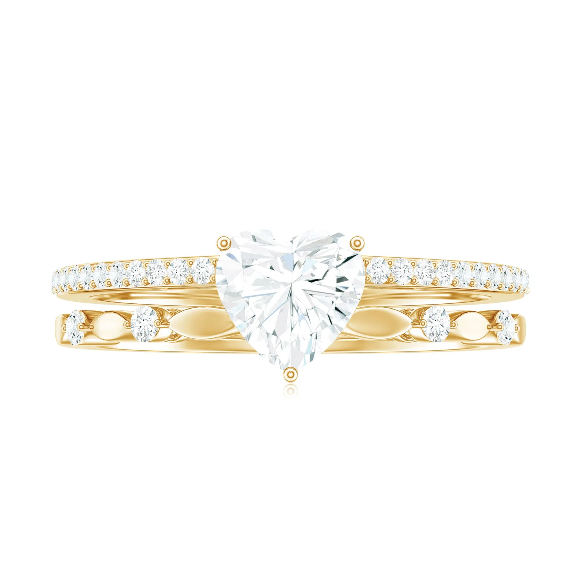 Heart Shape Moissanite Solitaire Engagement Ring in Gold