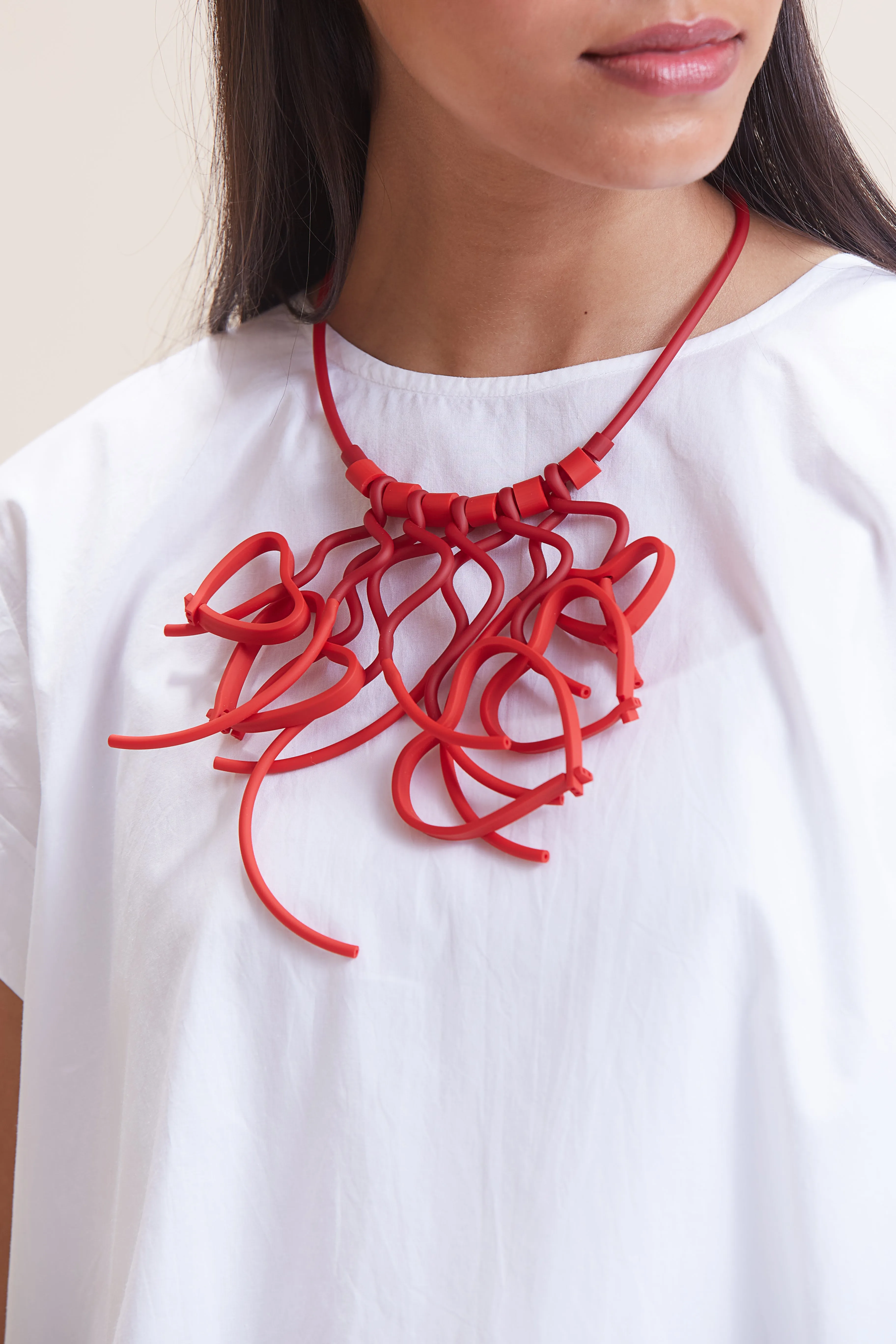 Hearts In Your Eyes Necklace - Red & Coral