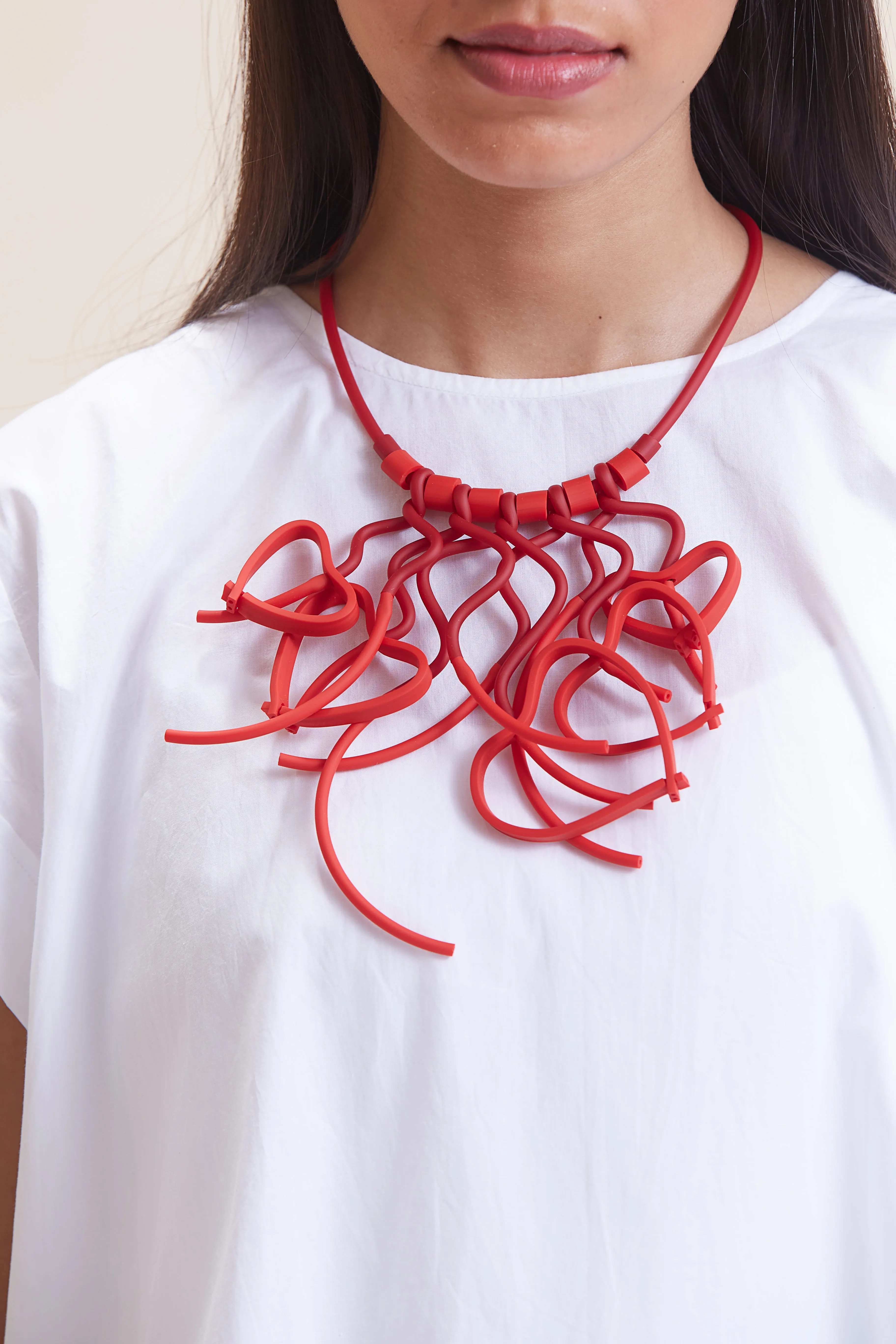 Hearts In Your Eyes Necklace - Red & Coral