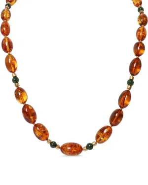 Honey Amber and Jade Indian Beaded Necklace