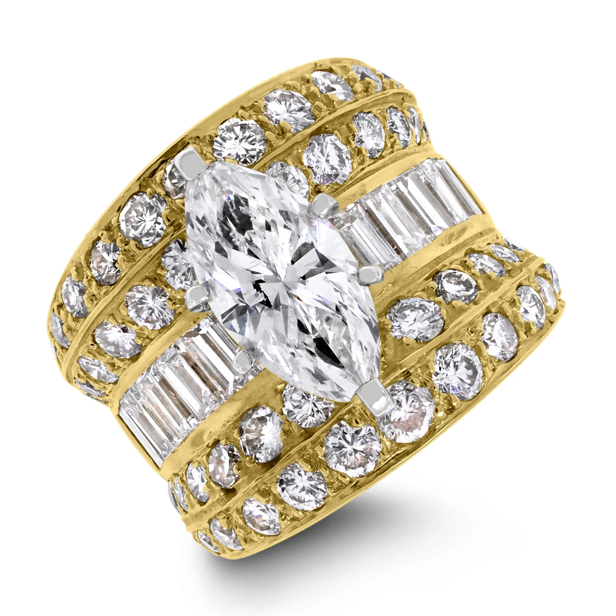 Illusion Engagement Ring (2.00 ct Marquise JSI1 EGLUSA Diamond) in Yellow Gold