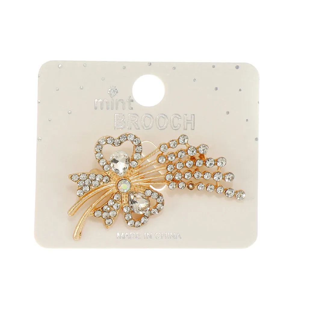 JAH45519-Rhinestone Bow Brooch