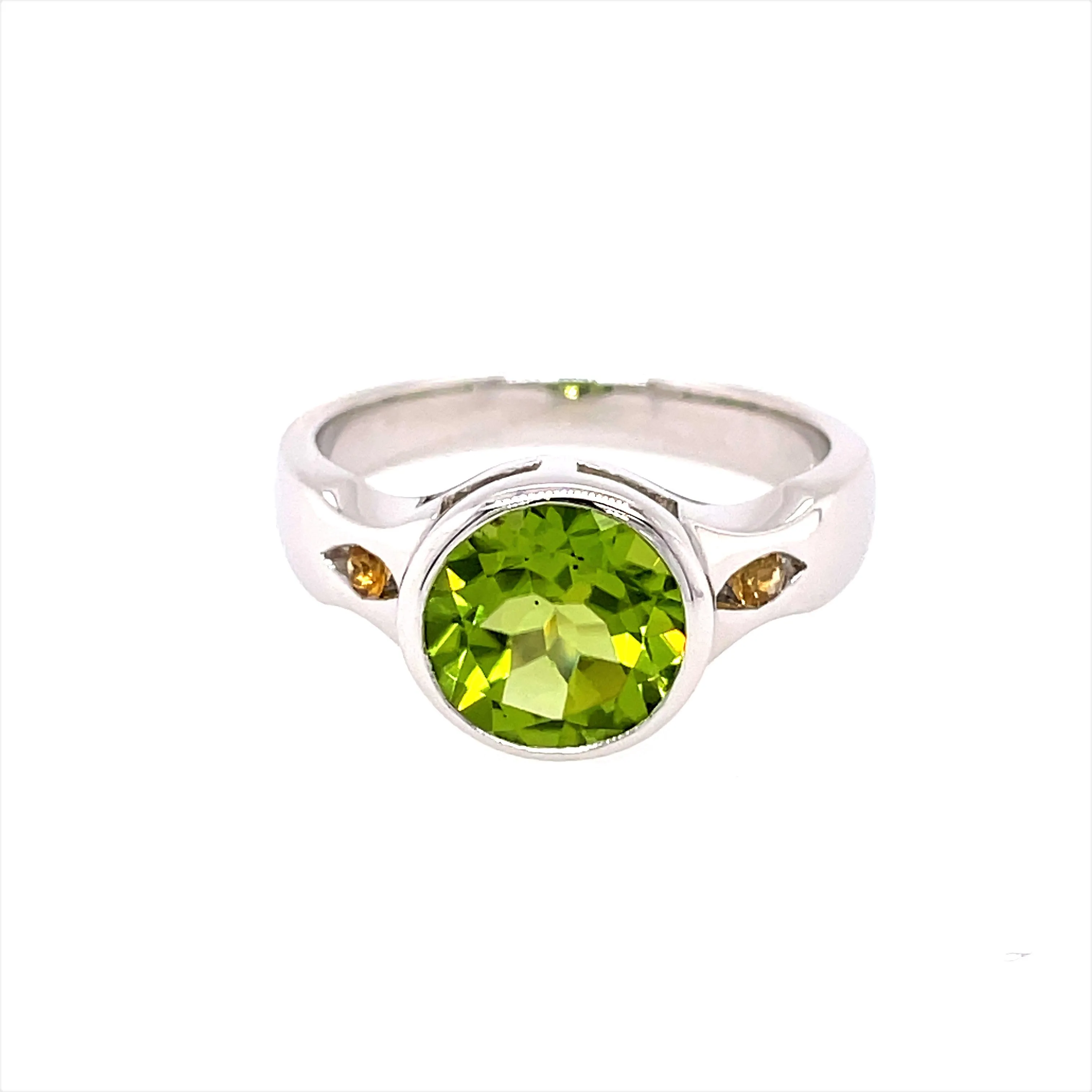 Kaleidoscope Round Peridot Golden Citrine Ring