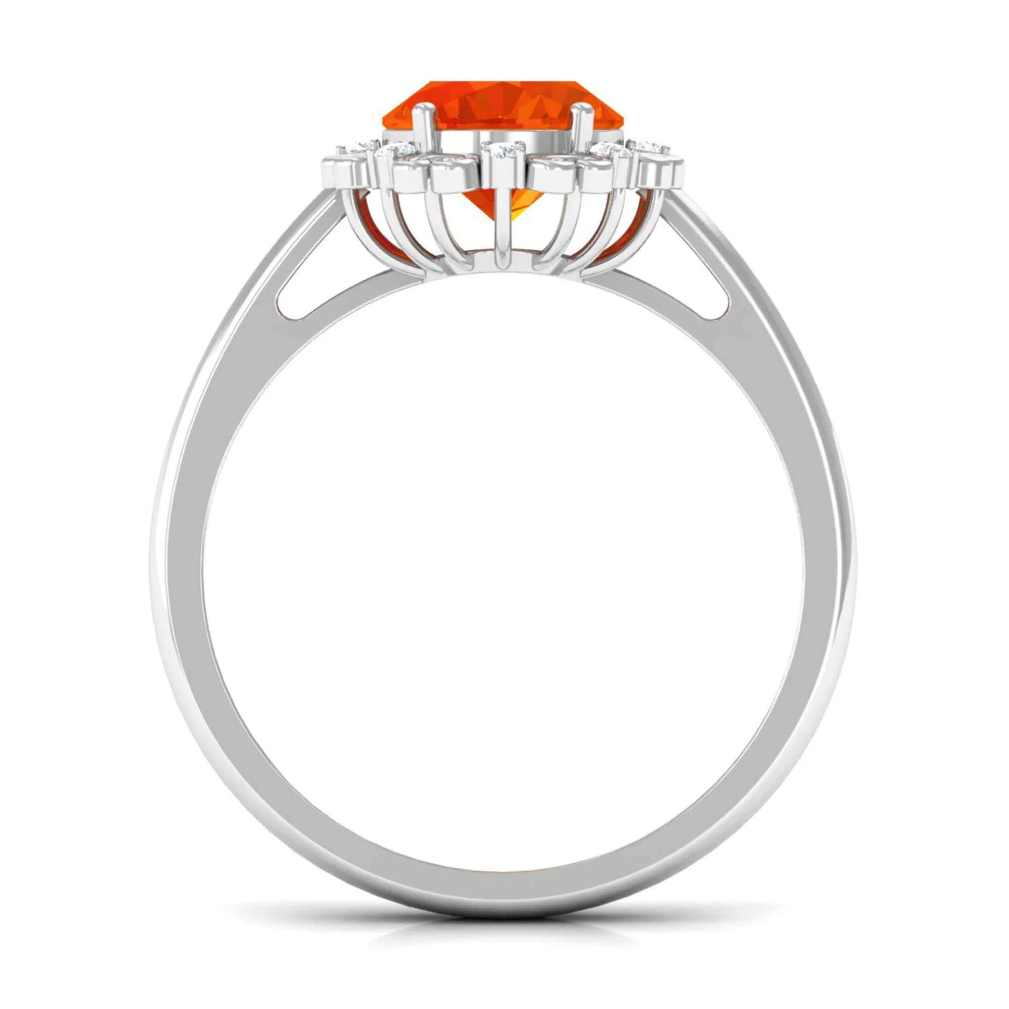 Lab Grown Orange Sapphire Vintage Style Engagement Ring with Diamond