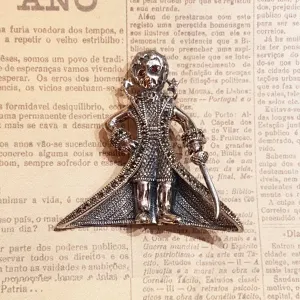 Little Prince Brooch Silver Marcasite Garnet eyes