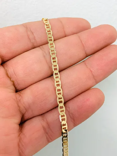 Mariner Link Anklet Bracelet 10" / 18K Gold Filled Anklet Bracelet For Women / Anklet Bracelet Plus Extension 1.5" / Tobillera de P[ie Para Mujer / Pulsera de Pie Para Mujer en Oro Laminado