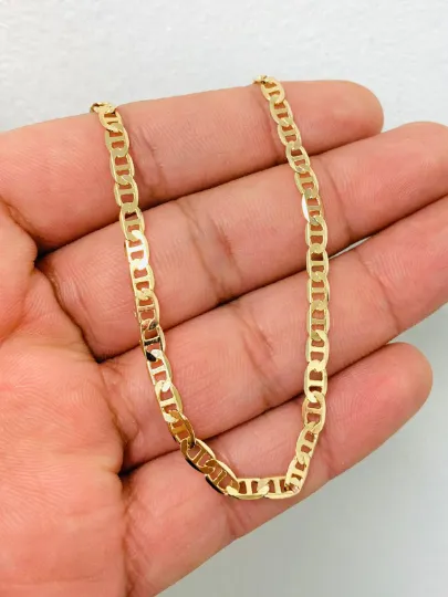 Mariner Link Anklet Bracelet 10" / 18K Gold Filled Anklet Bracelet For Women / Anklet Bracelet Plus Extension 1.5" / Tobillera de P[ie Para Mujer / Pulsera de Pie Para Mujer en Oro Laminado