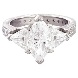 Marquise & Trillion Diamond Three-Stone Engagement Ring