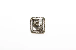 McCLELLAND BARCLAY Sterling Silver Jack of Clubs Brooch, Framed