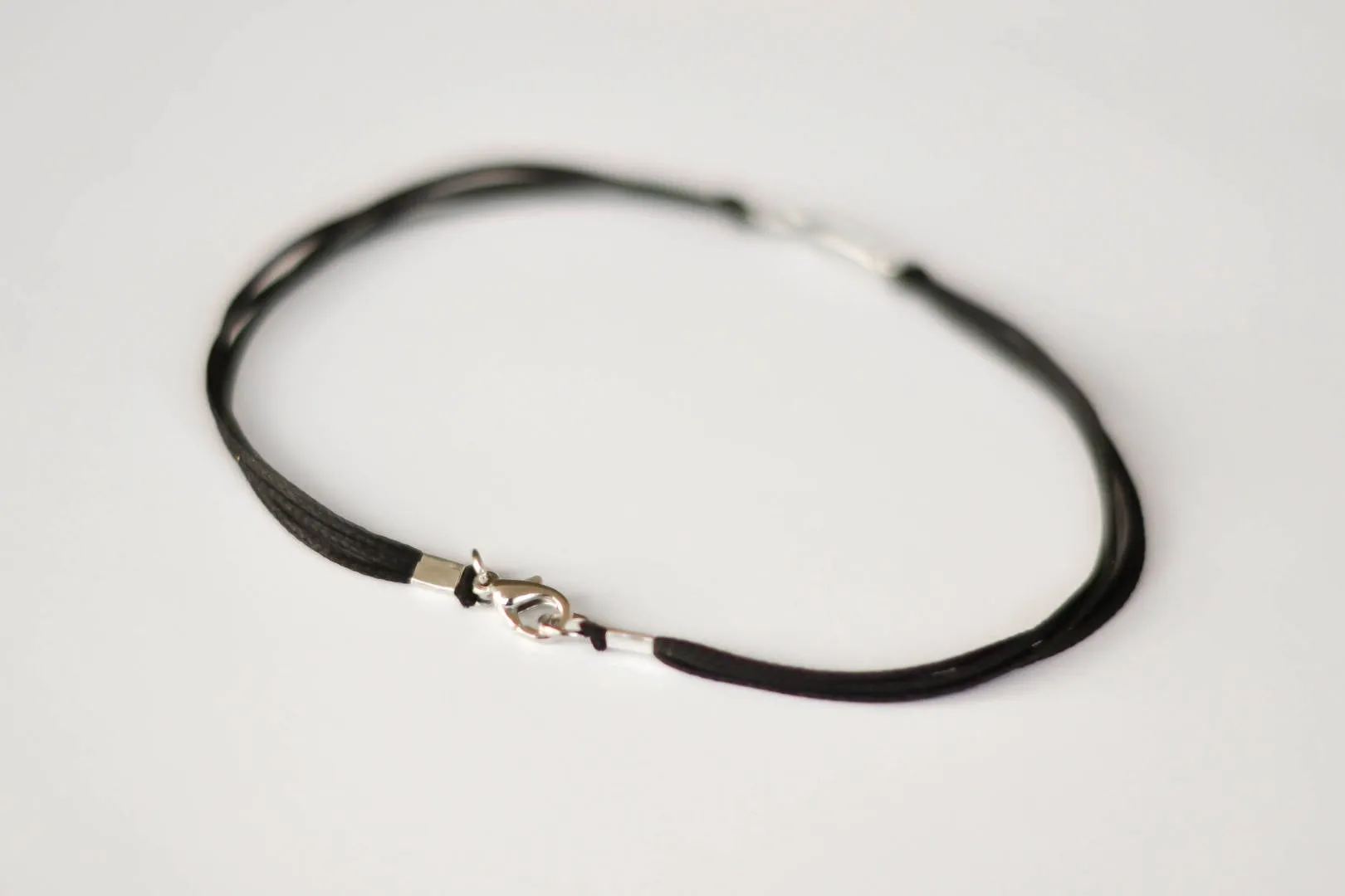 Men's anklet with a silver cross charm, black cord anklet, christian gift for him