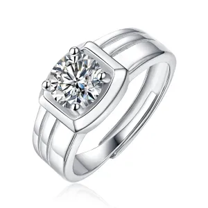 Monfort Moissanite Grooved Engagement Adjustable Ring