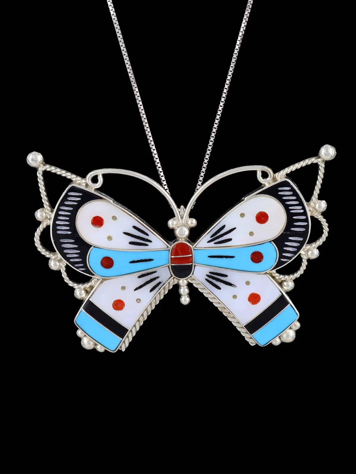 Native American Zuni Inlay Butterfly Pin/Pendant