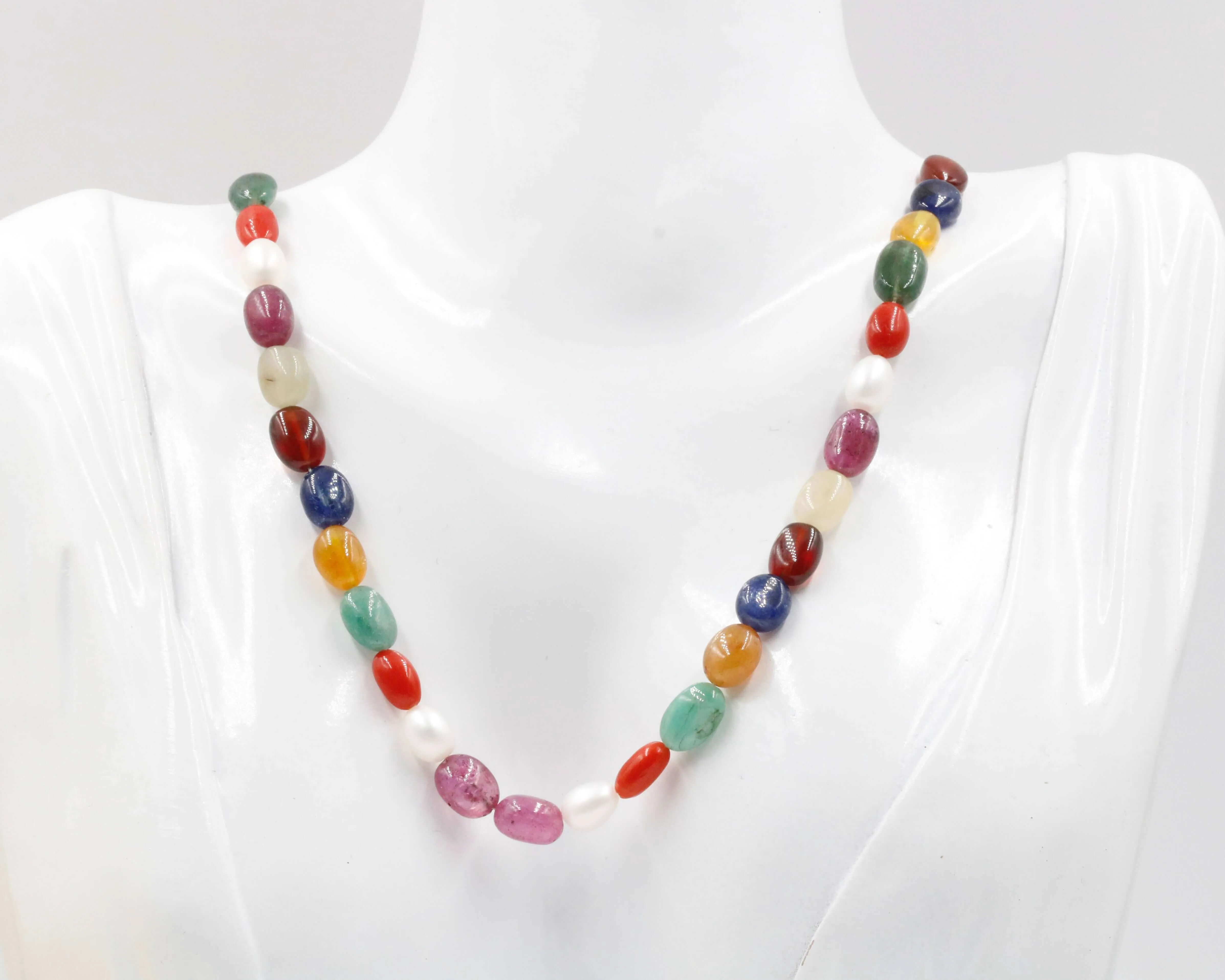 Natural Navratna Strands Nine gemstones DIY necklace DIY Nine gems DIY necklace Ruby Sapphire beaded strand Emerald DIY necklace SKU:6142627