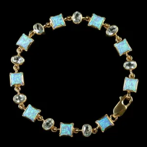 Opal Blue Topaz Gold Bracelet 9Ct Gold