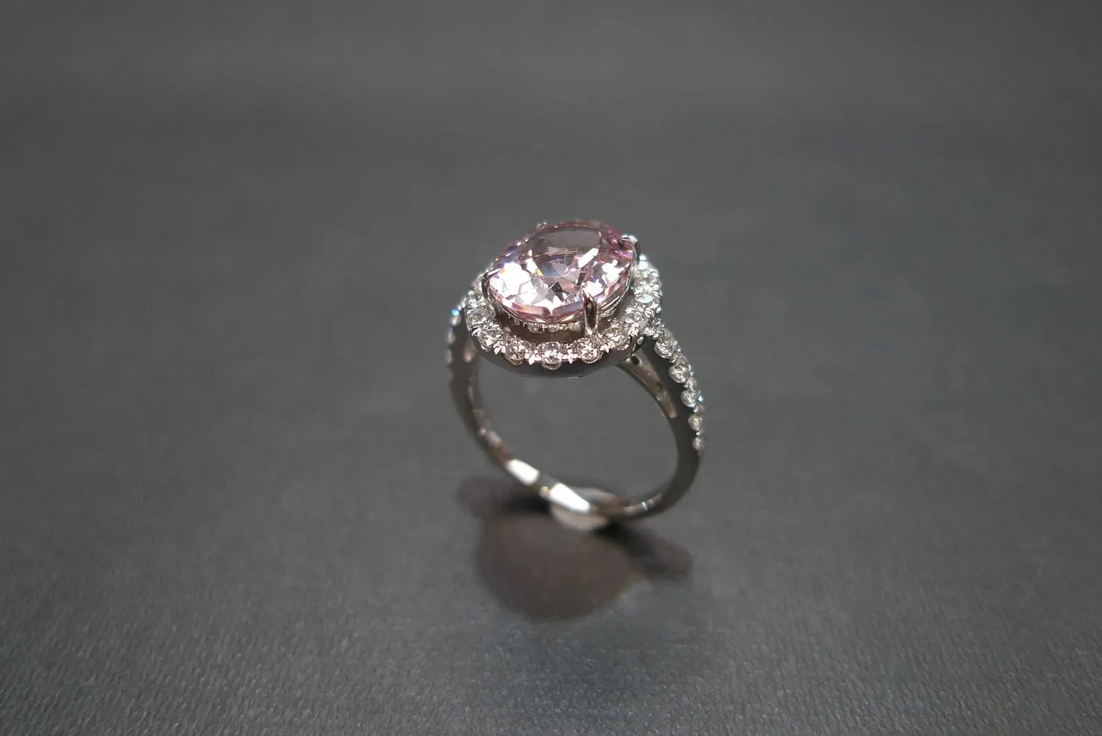 Oval Cut Morganite and Diamond Ring in White Gold