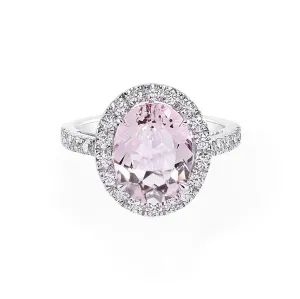 Oval Cut Morganite and Diamond Ring in White Gold