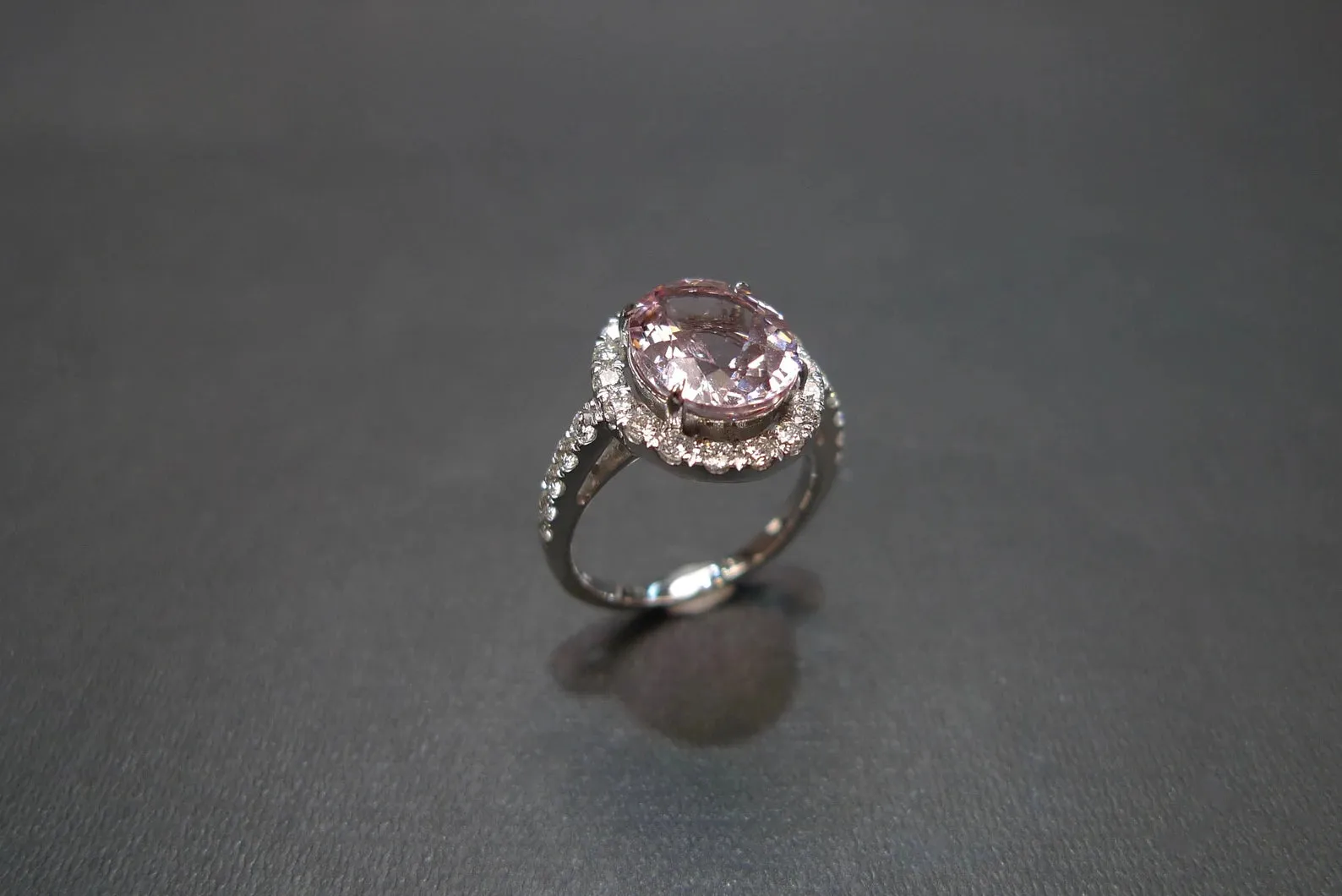 Oval Cut Morganite and Diamond Ring in White Gold