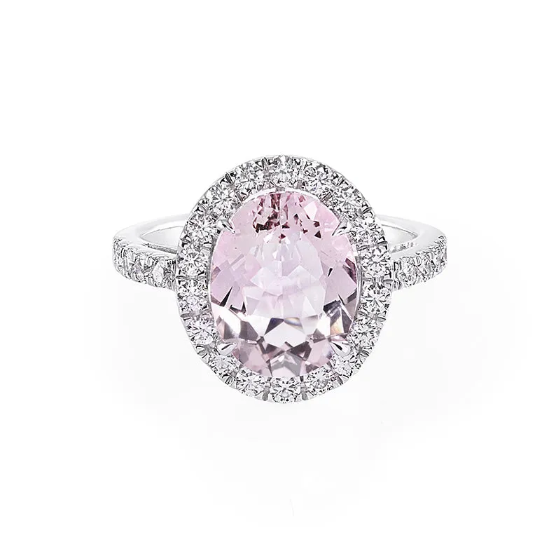 Oval Cut Morganite and Diamond Ring in White Gold