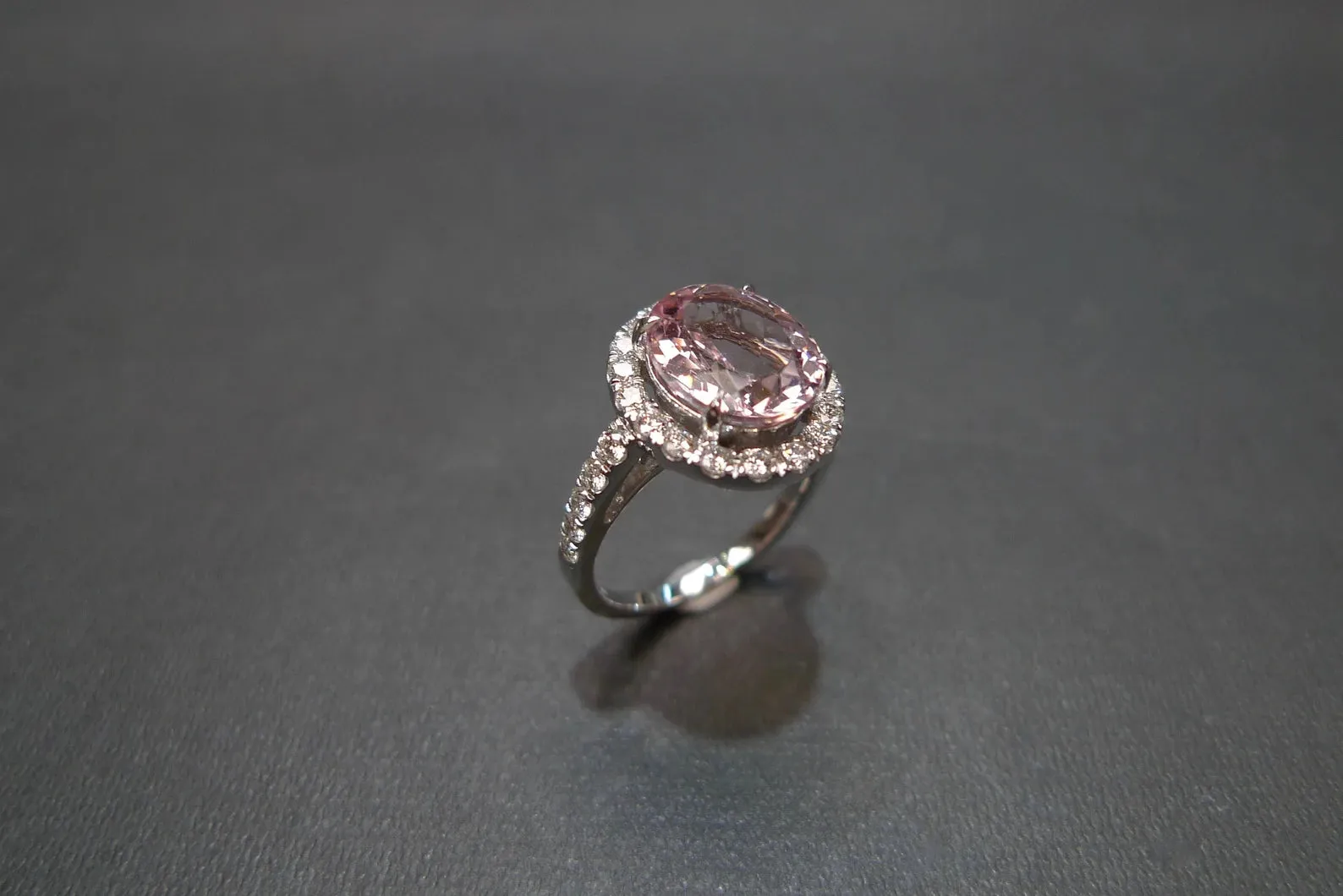 Oval Cut Morganite and Diamond Ring in White Gold