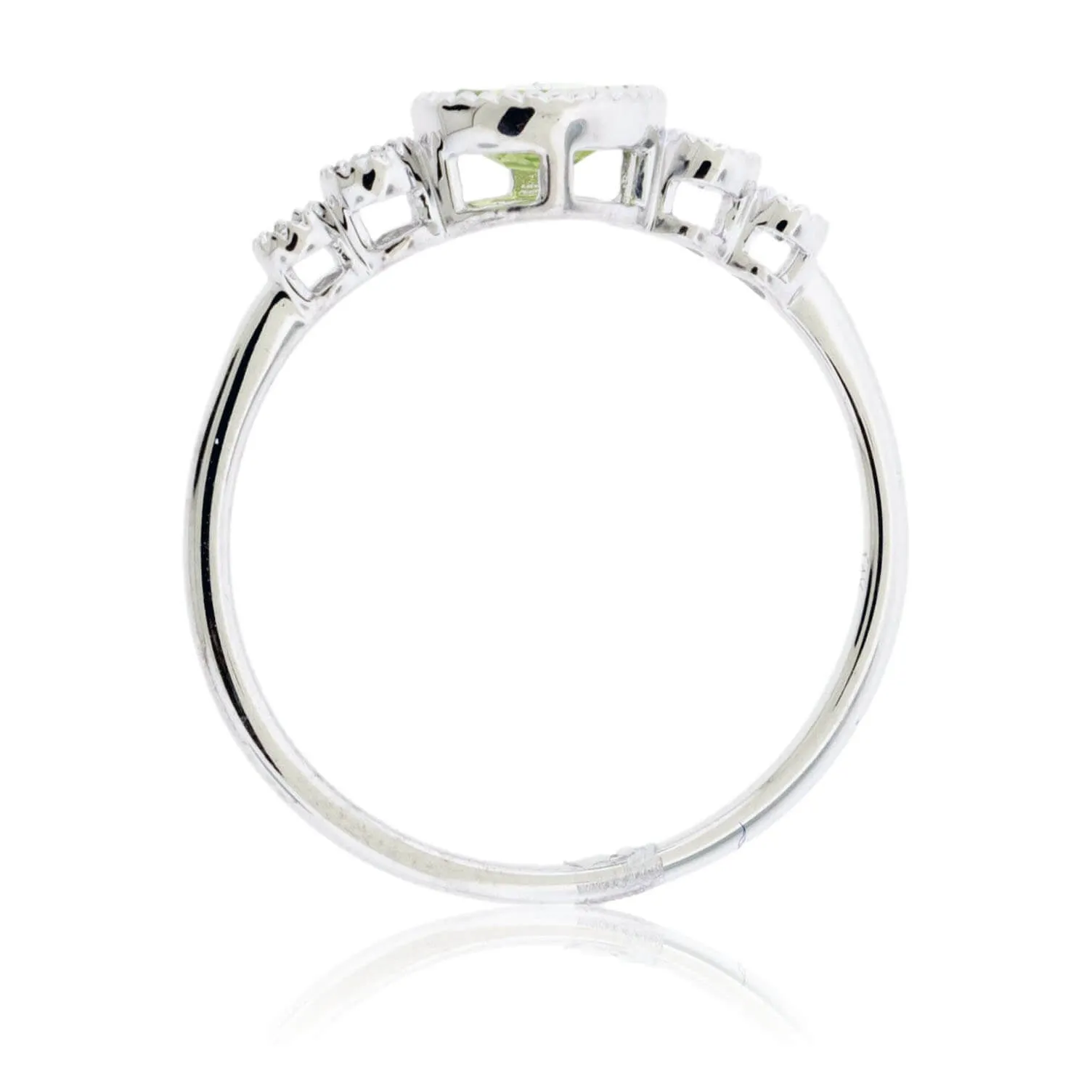 Oval East-West Peridot Milgrain Halo Ring