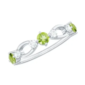 Peridot and Diamond Minimal Promise Ring