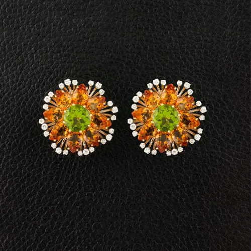 Peridot, Citrine & Diamond Earrings