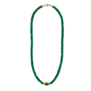 Peridot Eye of the Idol on Malachite Beaded Necklace