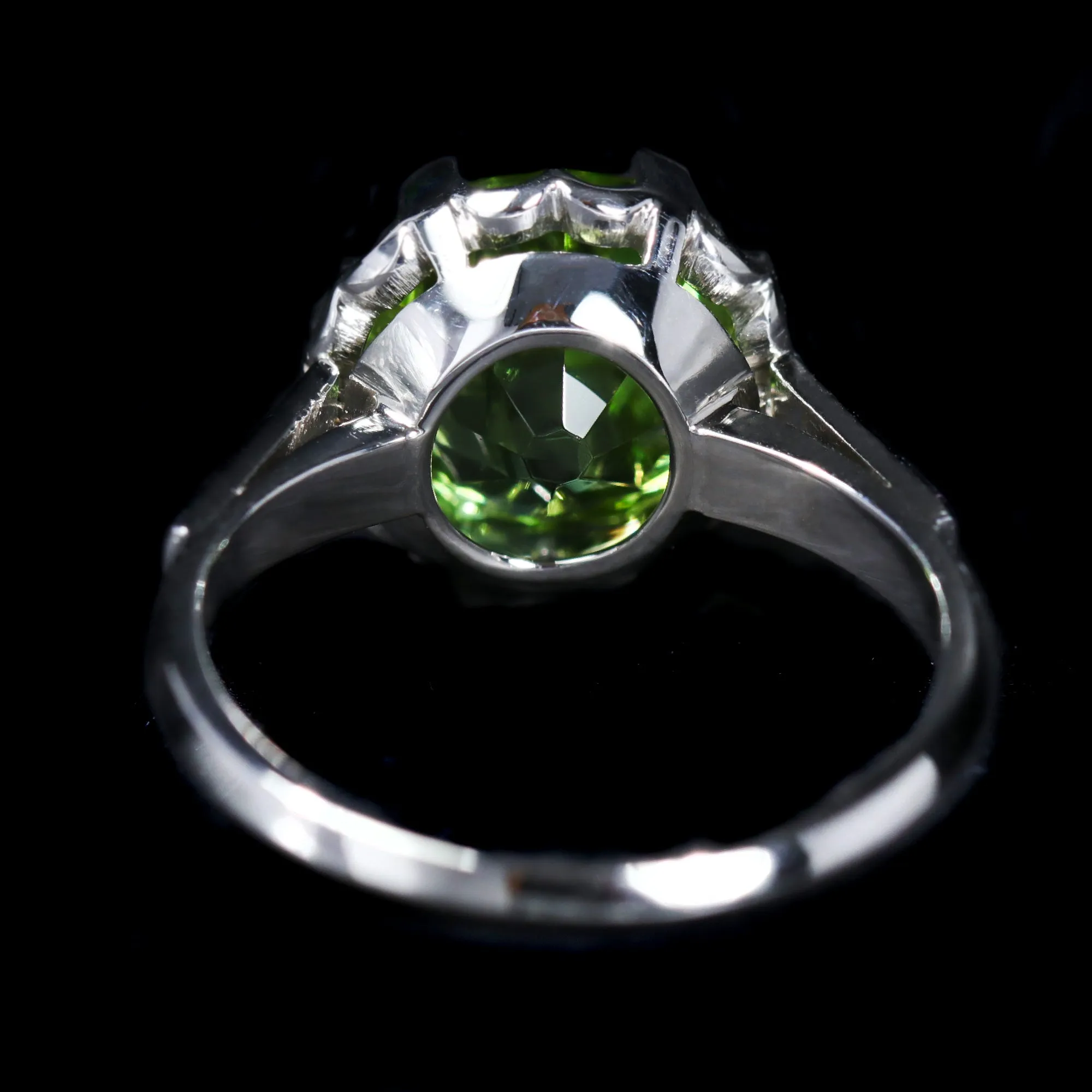 Platinum 5.13 Carat Peridot and Diamond Ring