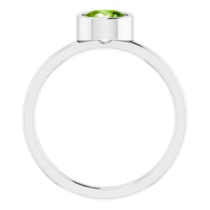 Platinum 6 mm Natural Peridot Ring