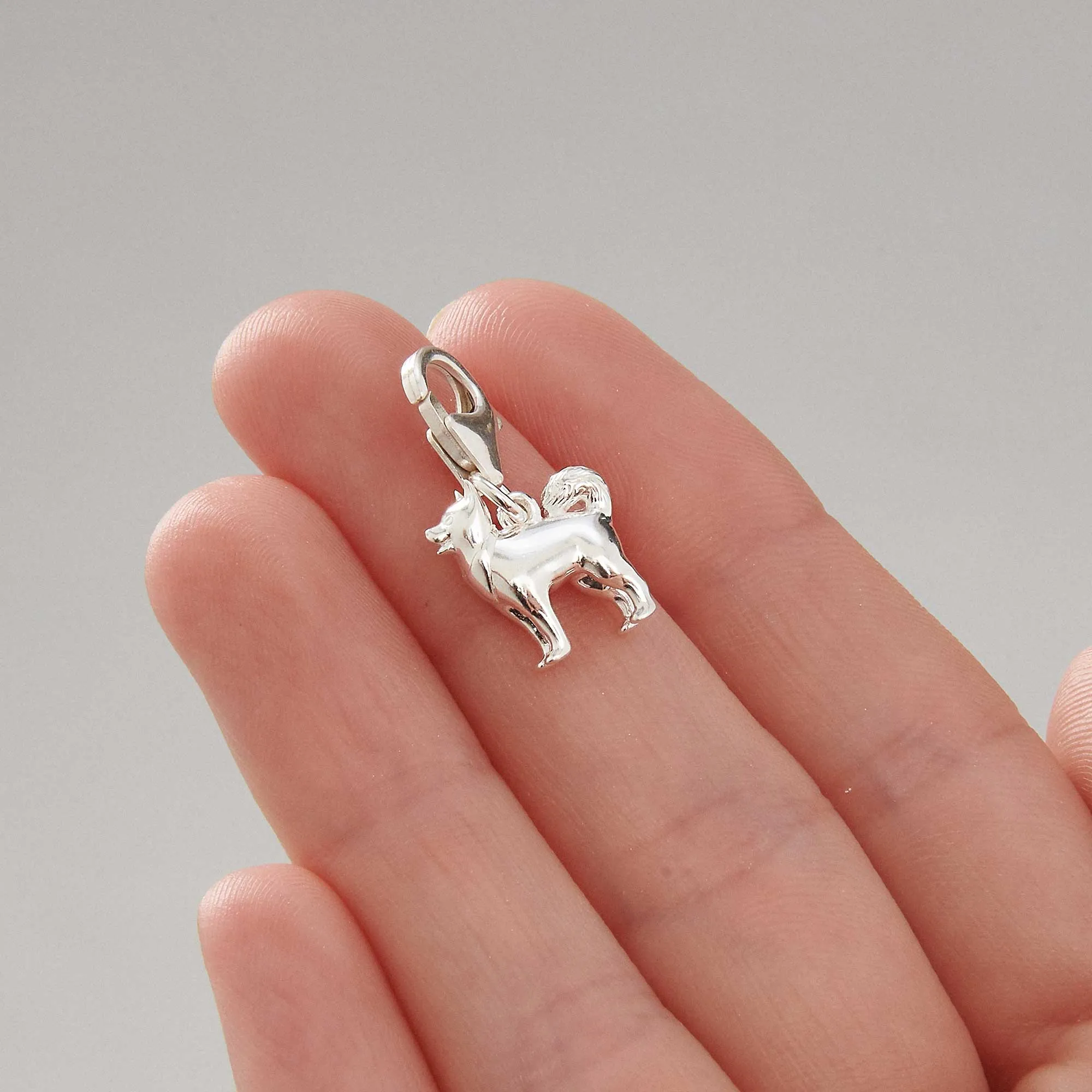 Pomsky Silver Dog Charm