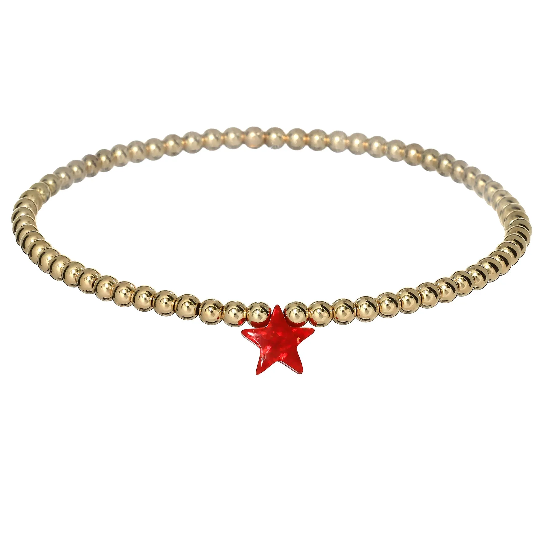 "STAR" Opal Charm and Gold Filled Ball Beaded Bracelet