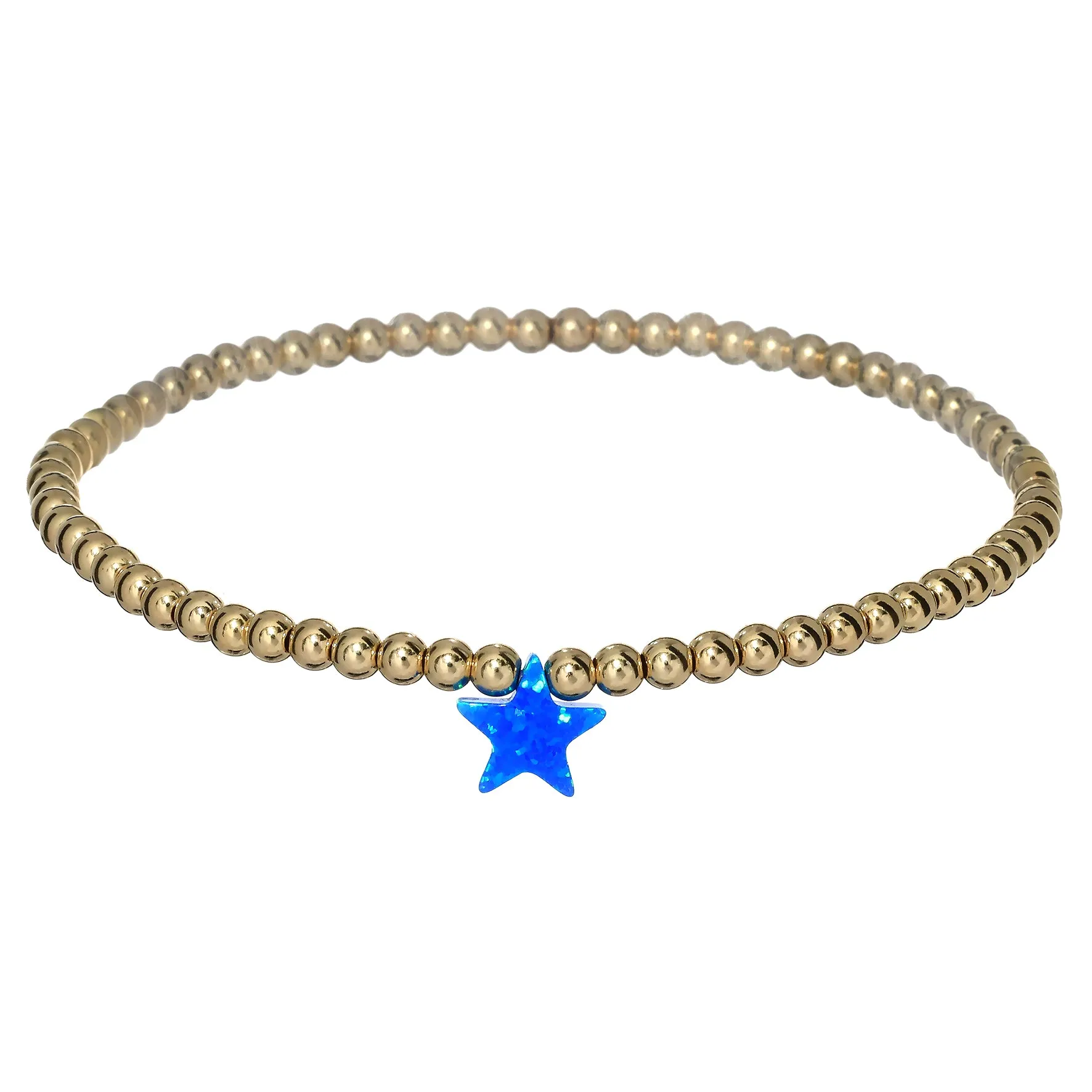 "STAR" Opal Charm and Gold Filled Ball Beaded Bracelet