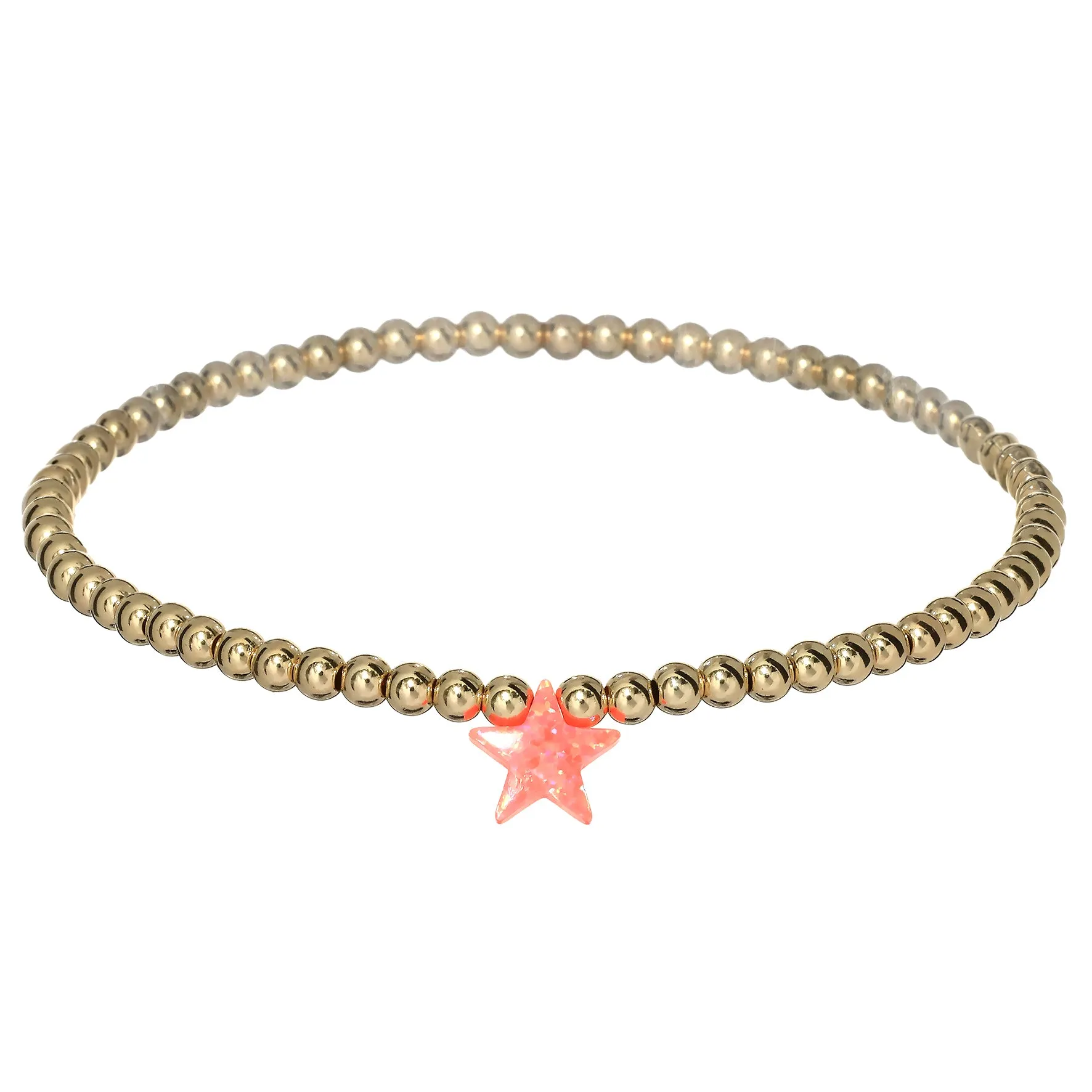 "STAR" Opal Charm and Gold Filled Ball Beaded Bracelet