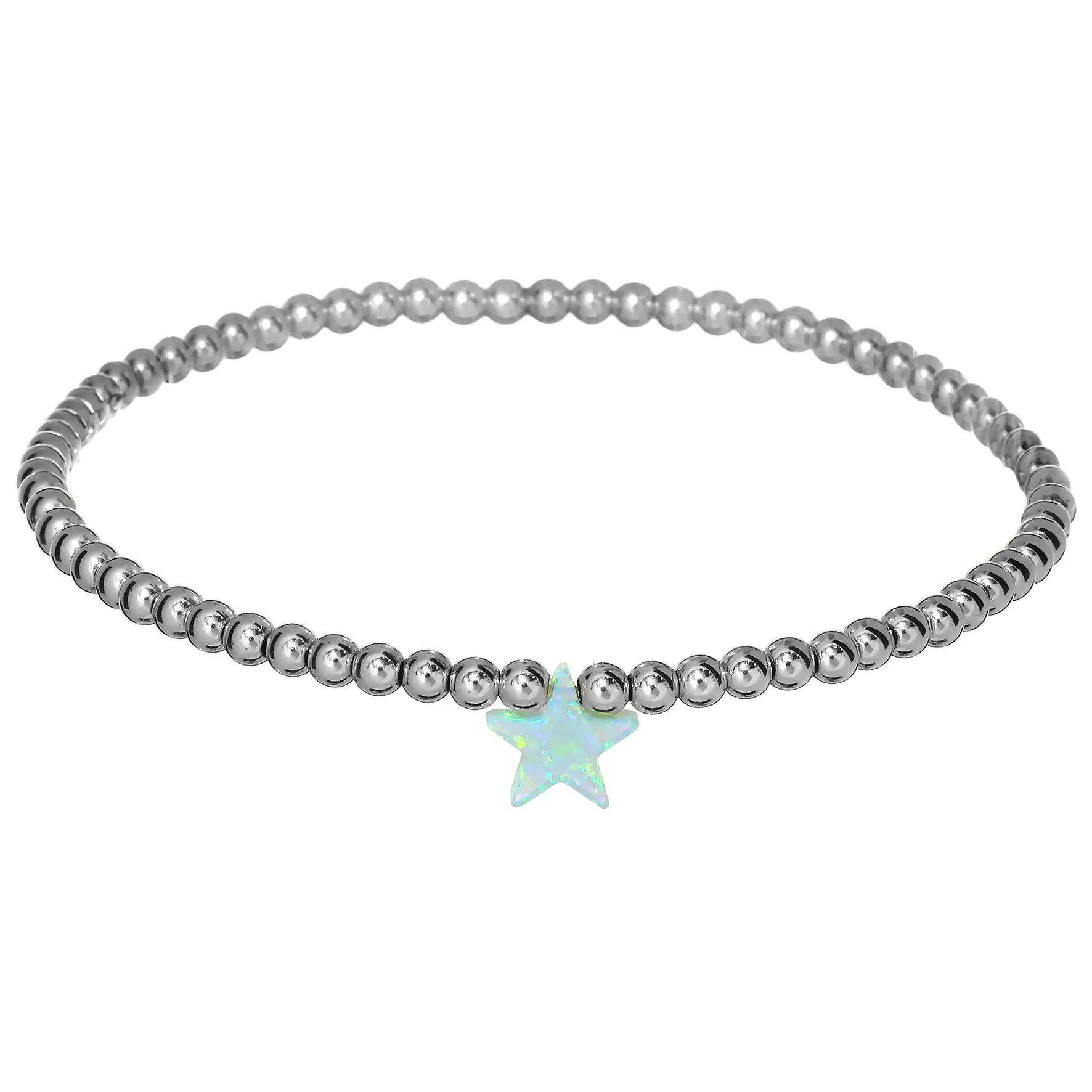 "STAR" Opal Charm and Gold Filled Ball Beaded Bracelet