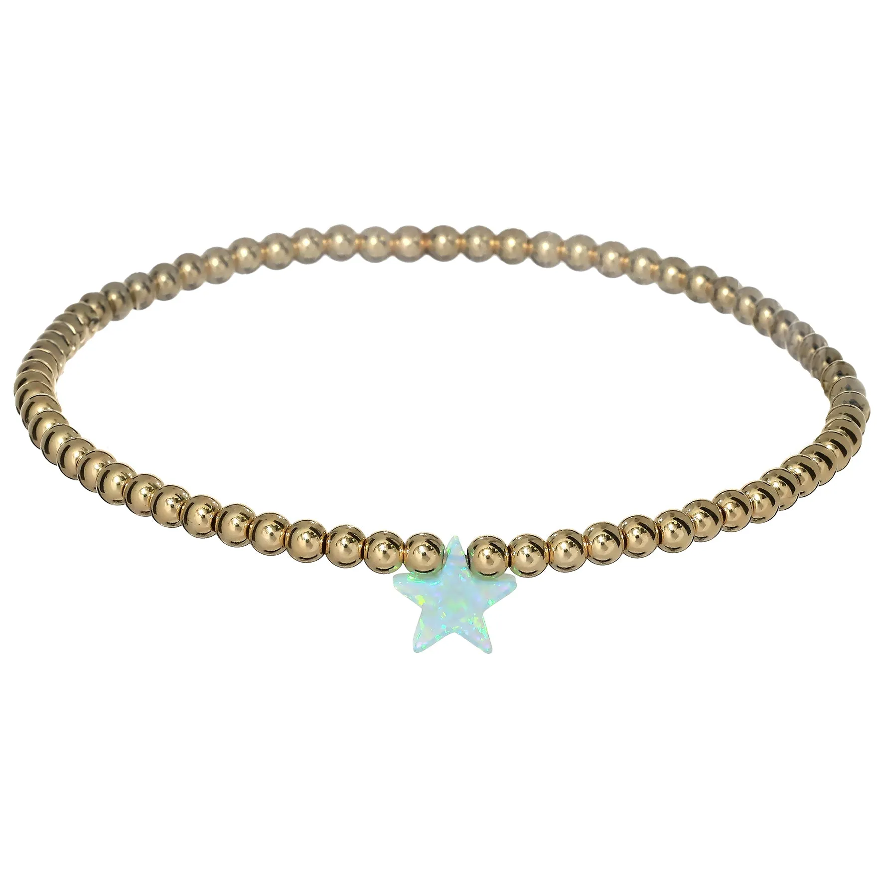 "STAR" Opal Charm and Gold Filled Ball Beaded Bracelet