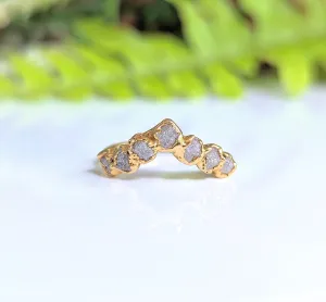 Raw diamond Chevron wedding band