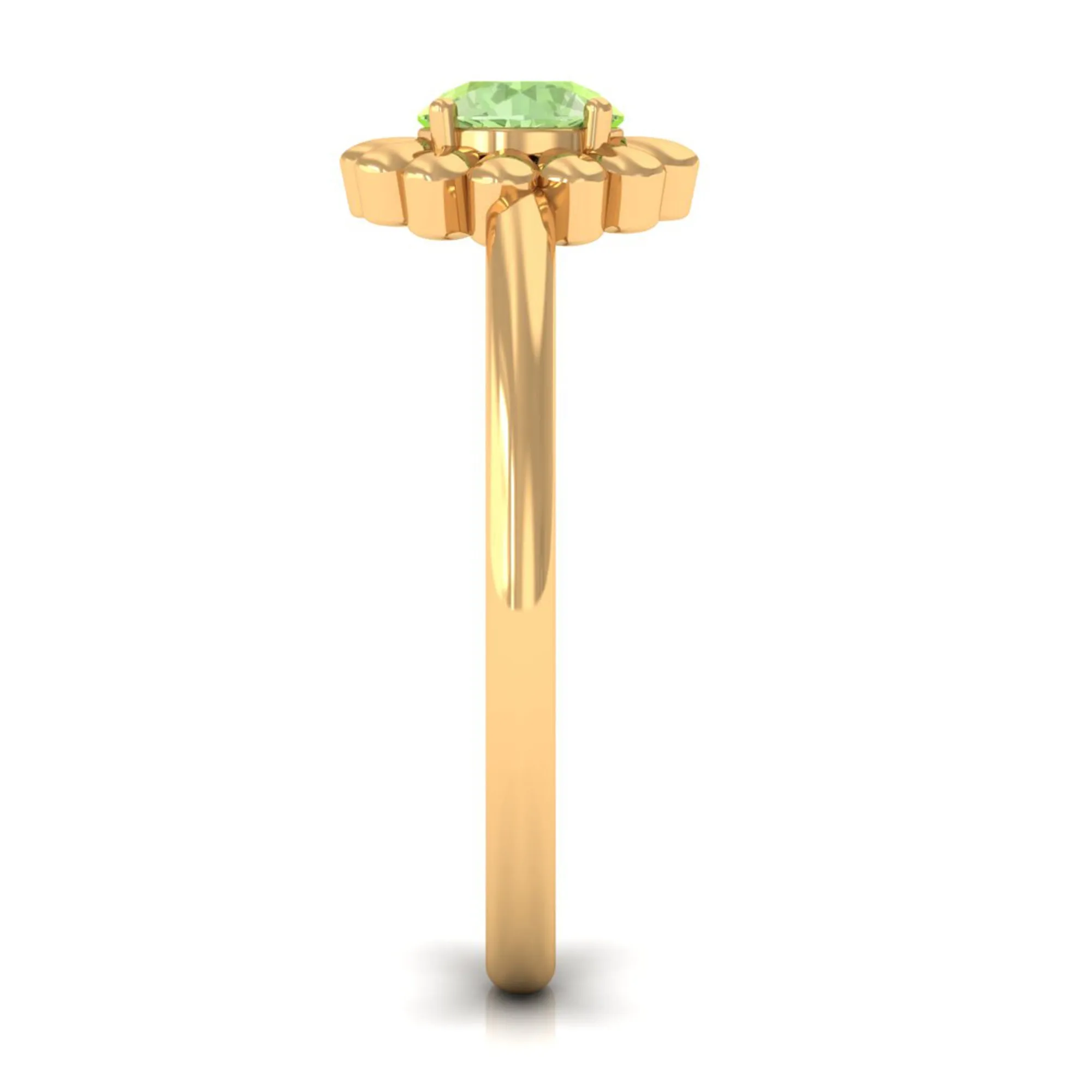 Real Green Sapphire Solitaire Flower Promise Ring